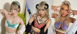 【異世界轉世口交】靈使、魔王、舞者coser三人合體在家拍攝，激烈口交、爆乳巨乳美少女美顏【優秀】美胸美乳頭翻身有曬傷痕跡【個人拍攝| FC2電子市場
