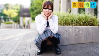 In her school uniform - looking straight at the camera while being teased and made to cum all the time -